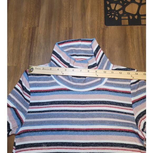 Cuddl Duds Softwear Cowl Neck Tunic Top XS Striped Long Sleeve Thumbholes EUC - Picture 8 of 10